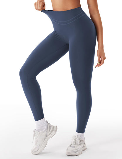 VOYJOY Womens Scrunch Workout Leggings Compression Butt Lifting Mid High Waist 26 Inches Seamless V Back Yoga Pants