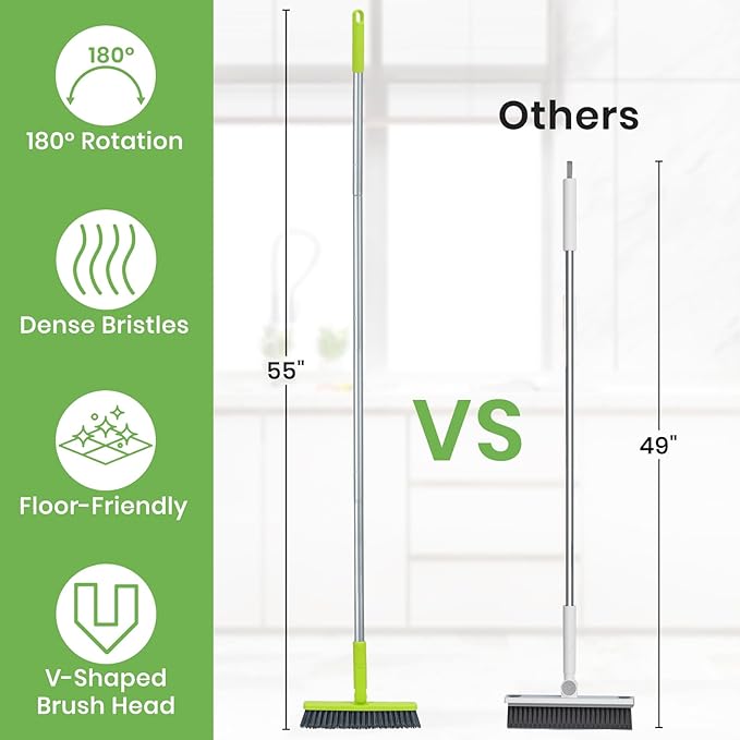 Grout Cleaner Brush with Long Handle, Floor Scrub Brush