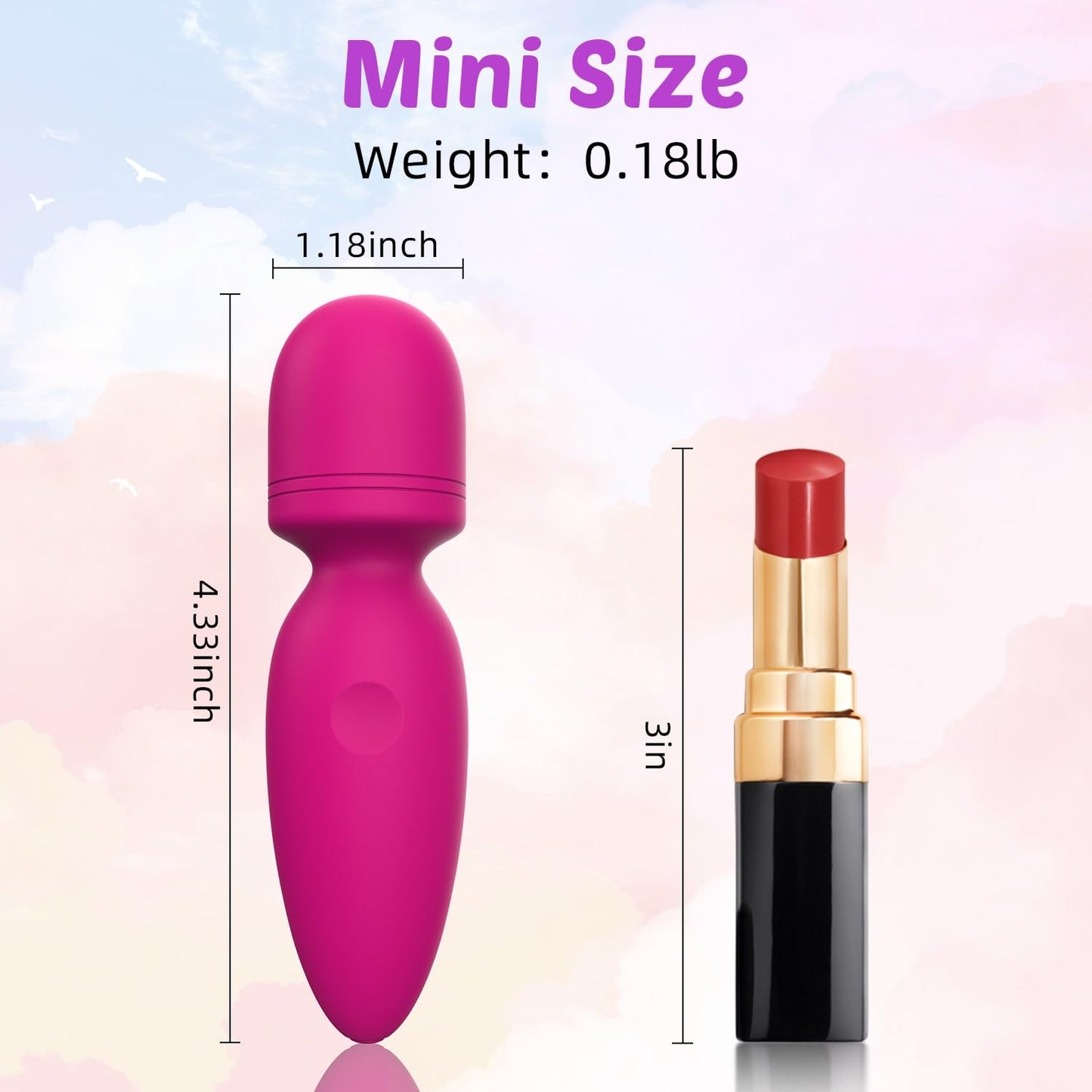 Fuwyiy Mini Manual Back Massagers,Gifts for Women Small Cordless Handheld Massager with 10 Modes, Personal Handheld Massager for Neck Shoulder Back Body（RED）