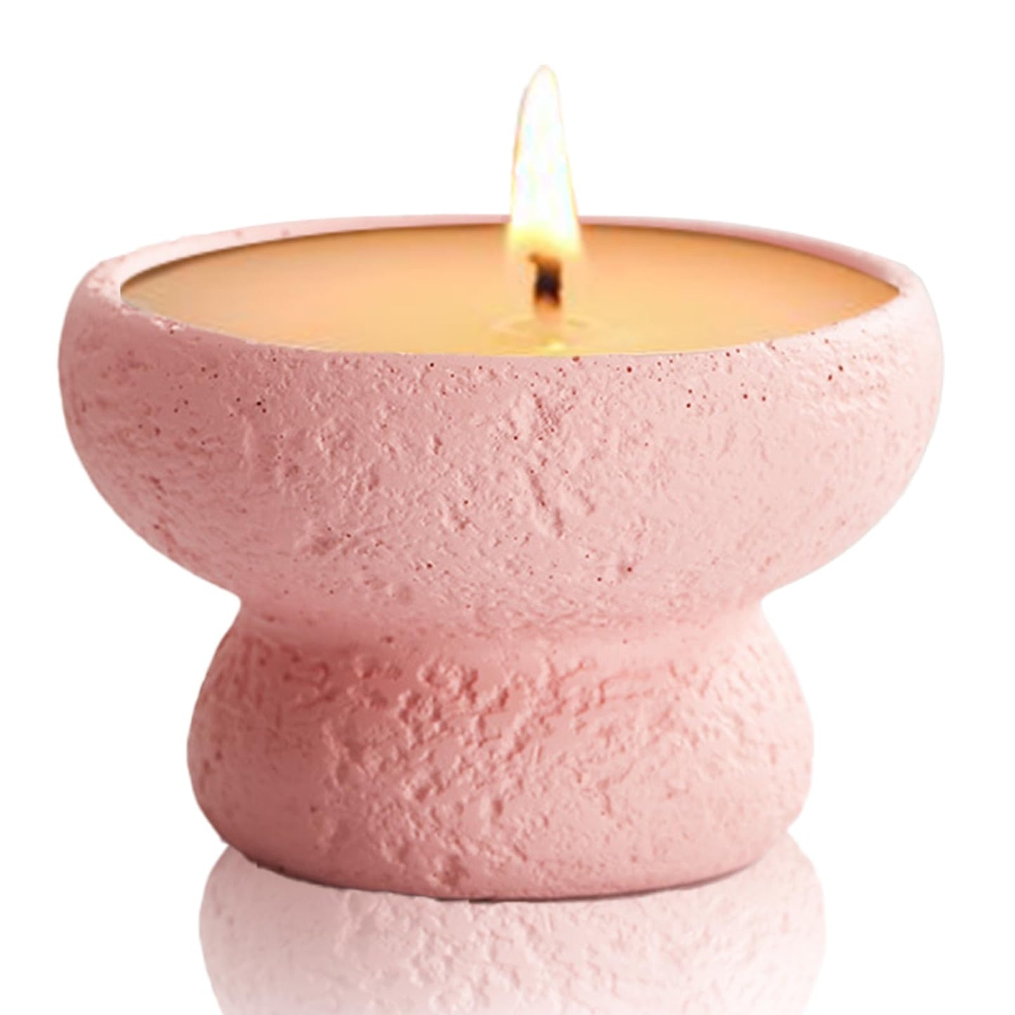 Mini Cement Candle Holder with Volcano Stone Design - Elegant Tealight Holder for Romantic Atmosphere, Perfect for Table Centerpieces & Home Décor (Pink)