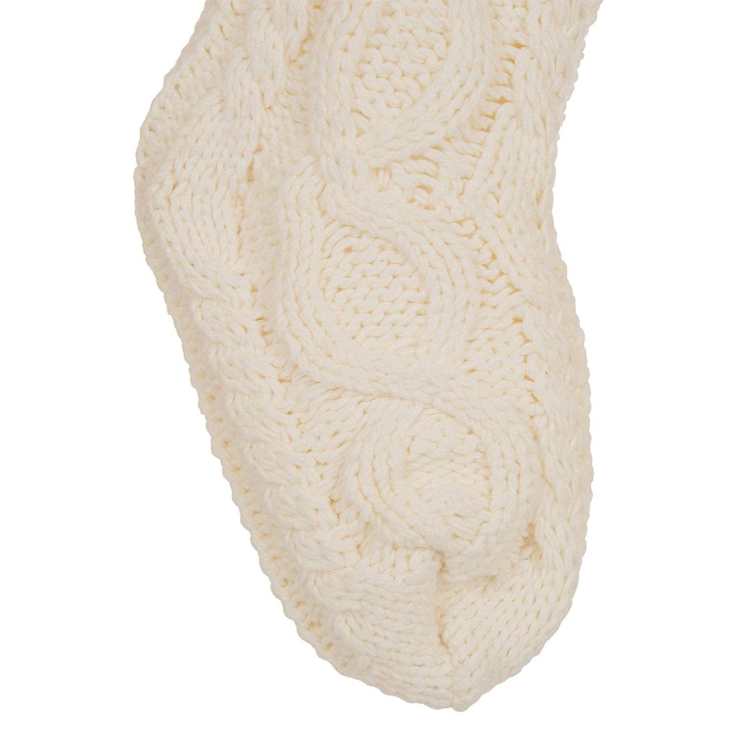 Glitzhome 24" L White Knitted Polyester Christmas Stocking with Pom Pom Ball Oversize Christmas Stocking for Christmas Party Home Decoration