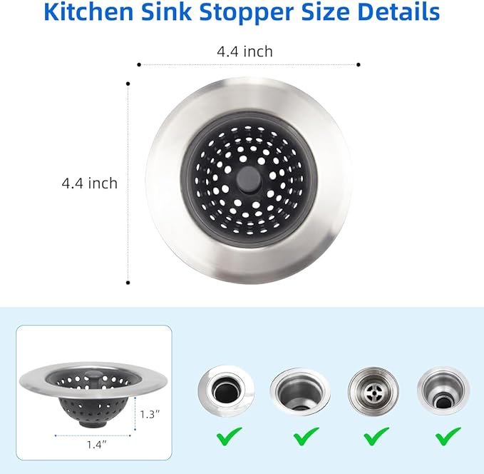 Kitchen Set of 2 Sink Strainers, Flexible Silicone Good Grip Kitchen Sink