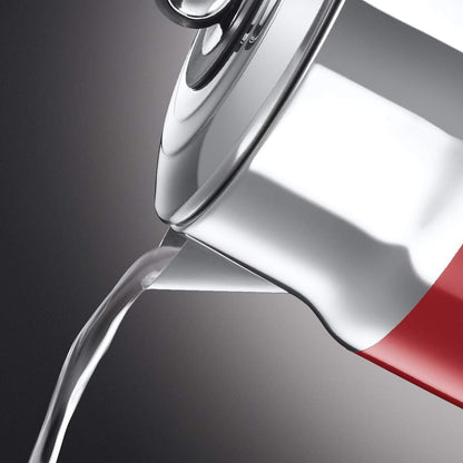 Russell Hobbs Kettle [1.7 L, 2400 W] Retro Red & Polished Stainless Steel (Quick Boil Function, Water Temperature Display in Retro Design, External Water Level Indicator) Vintage Tea Maker 21670-70