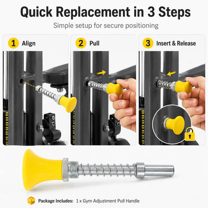COHEALI Spring Loaded Pull Handle for Gym Equipment Adjustment, Exercise Machine Selector Latch Replacement with Round Knob, Fitness Locking Hardware M20 Φ11.5 L153mm