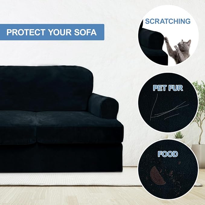 CUCRAF T Cushion Sofa Cover 2 Piece Armchair Slipcovers, Soft Thick Velvet