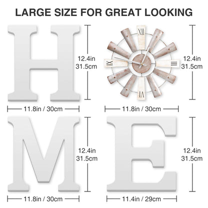 ZAZIWZ Farmhouse Home Signs with Windmill Clock Wall Decor Rustic Home Letters Wall Art for Living Room Kitchen Entryway Dining Room Bedroom (white)