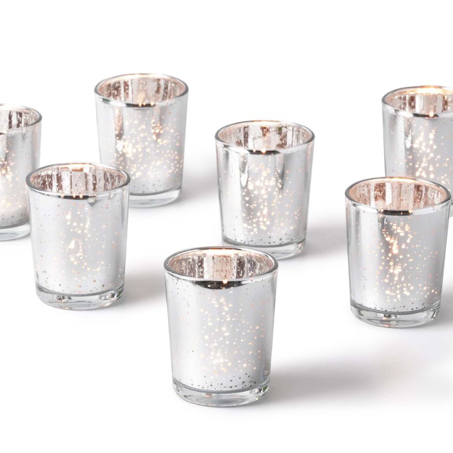 Homemory 12 Pcs Silver Votive Candle Holders, Mercury Glass Candle Holder, Tealight Candle Holders for Table Centerpieces, Baby Shower, Party, Anniversary, Wedding, Home Decor, Halloween, Christmas