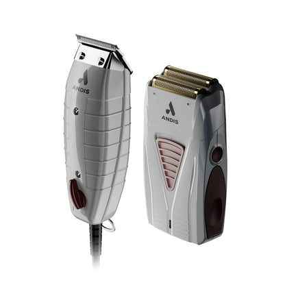 Andis 17270 Finishing Combo T-Outliner Trimmer & Pro Foil Lithium Titanium Foil Shaver - Professional Finishing Hair & Beard Trimming Kit