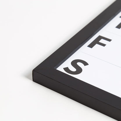 U Brands Framed Magnetic Weekly Calendar Dry Erase Board, Office Supplies, Black Frame, with Marker, Magnet, 11” x 18”