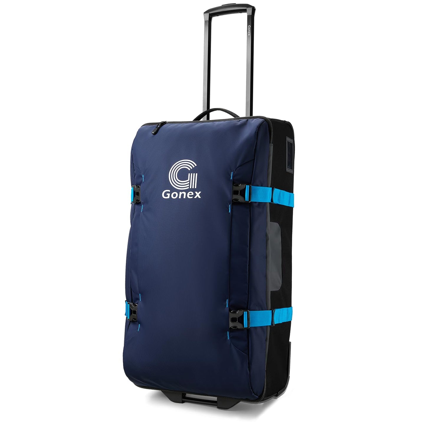 Gonex Rolling Duffle Bag with Wheels, Water-repellent 90L Nylon Large Wheeled Travel Duffel Luggage with TSA Lock & Telescopic Handle 30 inch, Dark Blue