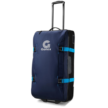 Gonex Rolling Duffle Bag with Wheels, Water-repellent 90L Nylon Large Wheeled Travel Duffel Luggage with TSA Lock & Telescopic Handle 30 inch, Dark Blue