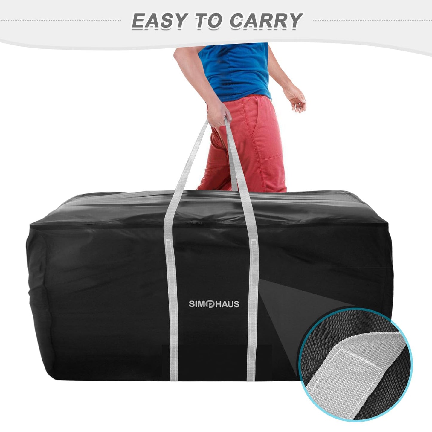 SIMPHAUS Storage Bags for Garden Cushions,Garden Furniture Cushion Storage Bag for Camping Mattress Blanket,Christmas Tree Storage Bag with Carry Handle,Anti UV 420D Oxford Fabric 150x60x80cm
