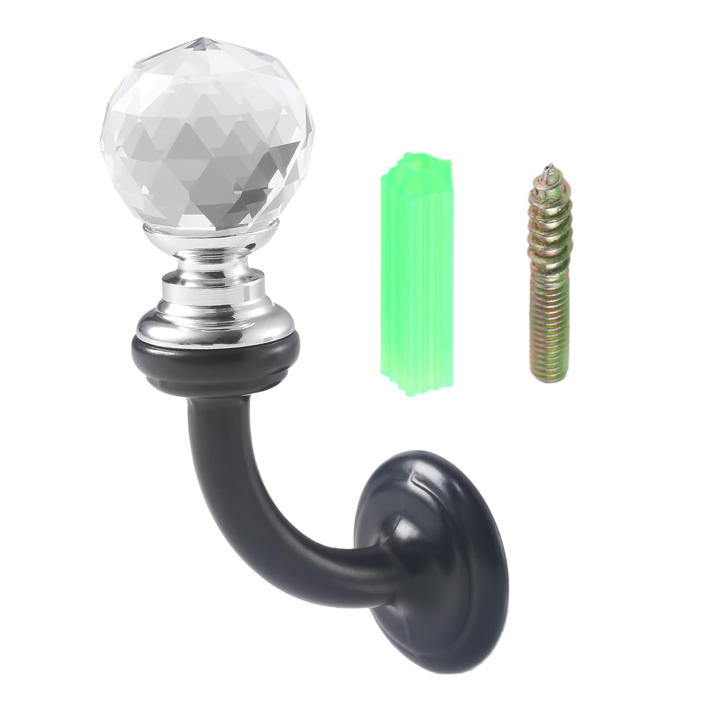 Mgoodoo 5PCS Small Crystal Wall Mounted Hooks, 2.87x1.46 inch Bathroom Crystal Robe Holder Decorative Towel Hanger with Screw for Face Mask Hat Key Bags Bathroom Bedroom Kitchen