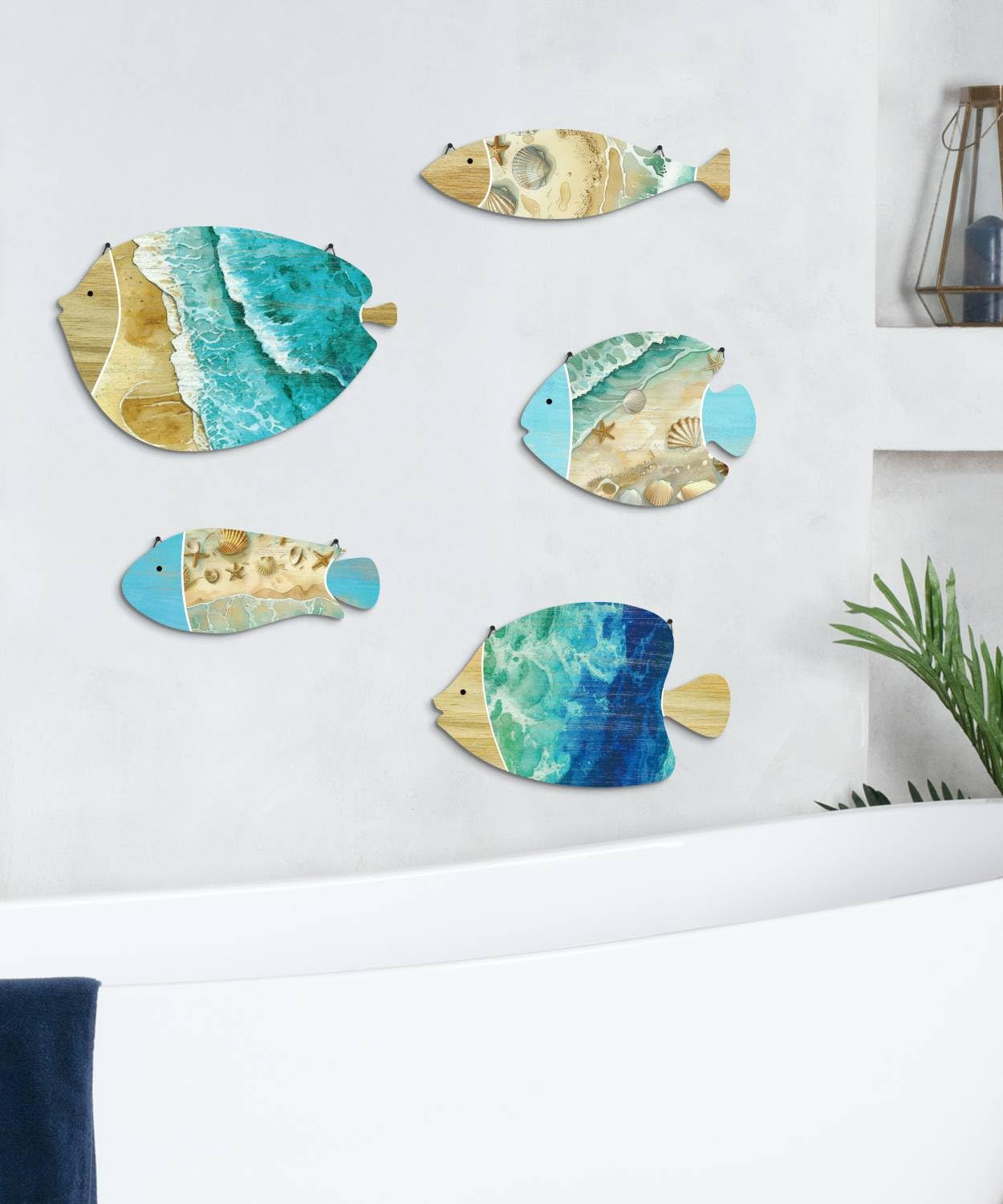Putuo Decor Fish Wall Decor Set Ocean Theme Coastal Wall Art For Living Room Bedroom Bathroom Beach House Nautical Home Decoration