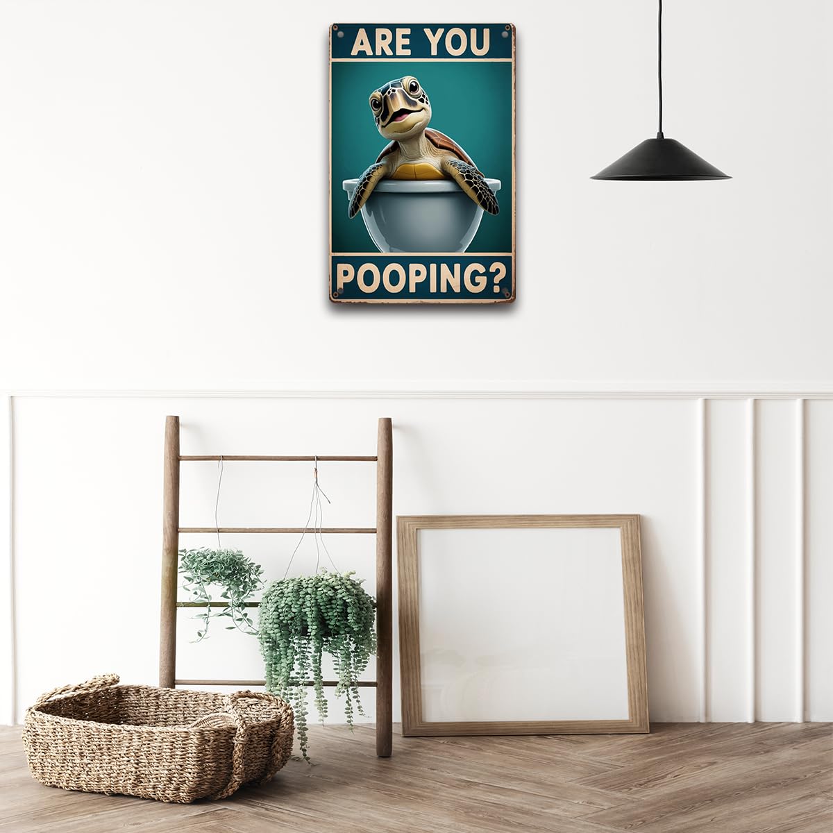 BEASTZHENG Funny Sea Turtle Bathroom Metal Tin Sign – Are You Pooping Turtle Decor, Ocean Theme Wall Art, Tropical Turtle Bathroom Accessories, Sea Life Tin Sign for Restroom