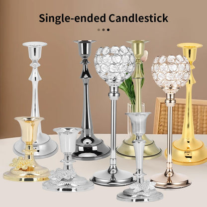 MOUMOUTEN Candelabra,2Pcs 1 Arm Silver Candlestick Holder Length 25cm Decorative Ambience Ornament for Home,Wedding, Restaurant and Other Occasions