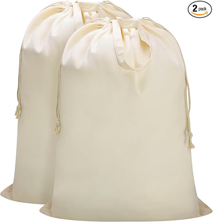 Canvas Laundry Bag with Handles & Drawstring Closure 27.5”Wx35"H, Thick Laundry