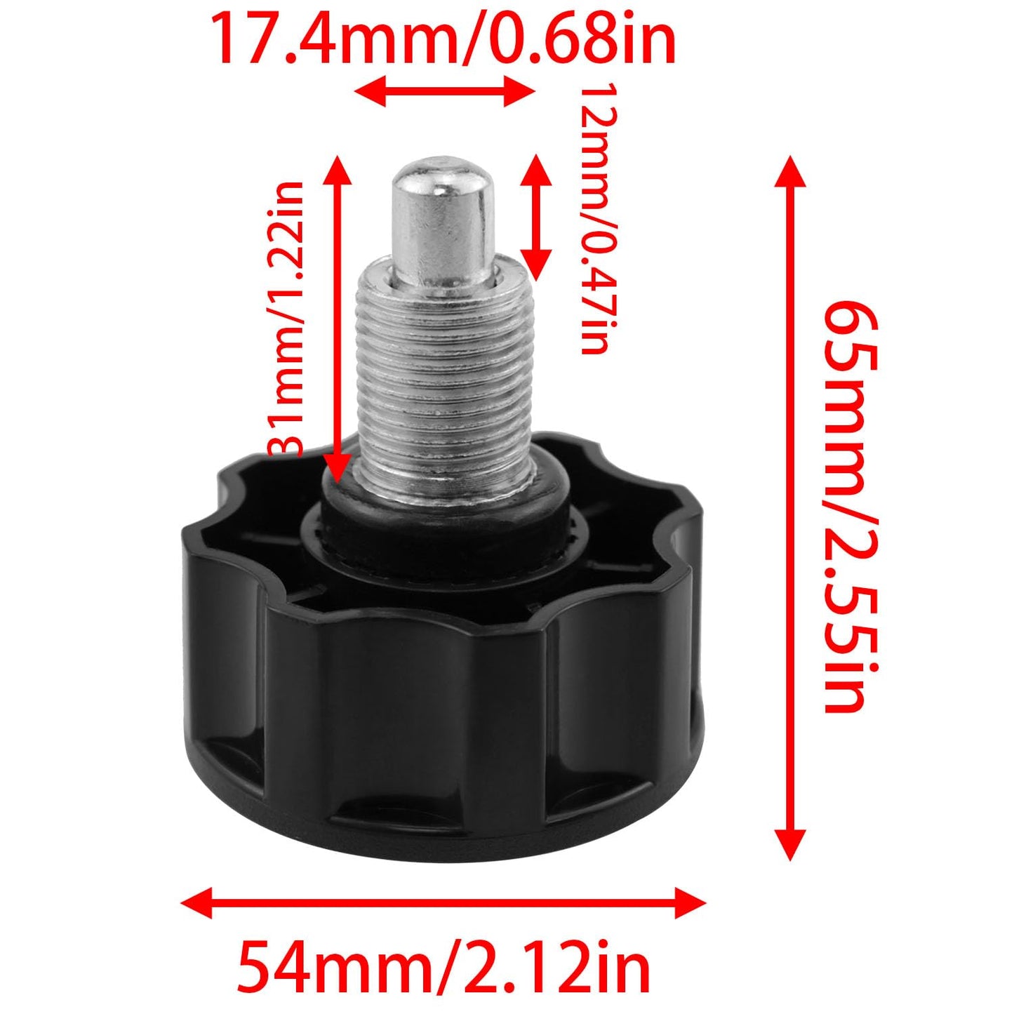 FINBe M18 Pop Pull Pin Knob for Fitness Equipment Sports Bicycle Pin Knob Replacement Black 2PCS (2.12x2.48inch)