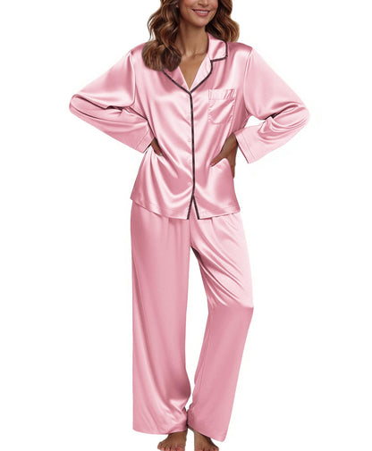 Ekouaer Pajamas For Women Set Silk Pjs 2 Piece Satin Sleepwear Long Sleeve Button Down Lounge Sets With Pant