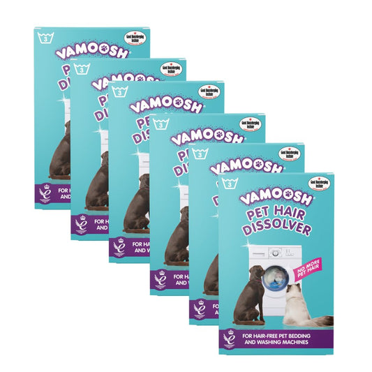 Vamoosh Pet Hair Dissolver - Pet Hair Remover for Washing Machines, Cotton Fresh 18x100g, Eliminates Odours and Dirt, Dissolves Dog, Cat, Horse, Animal Fur, Large Pack up to 18 Washes