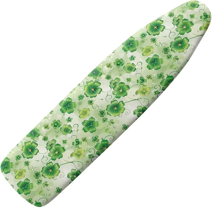 Green Leaves Ironing Board Cover and Pad, Thick Scorch Resistant Padding Heavy