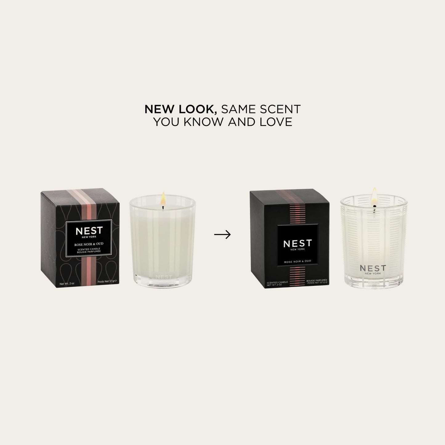 NEST New York Scented Votive Candle, Rose Noir & Oud - 2 oz - Up to 28-Hour Burn Time - Reusable Glass Vessel