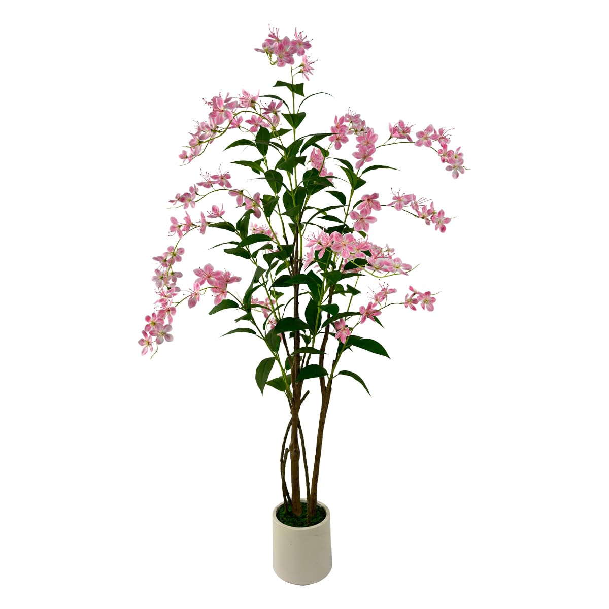 VIGGDA 5ft Artificial Jasmine Tree – Faux Potted Plant with Pink Blooms, Fake Silk Tree for Indoor Home Decor, Realistic Tall Fake Plant for Living Room, Bedroom & Office