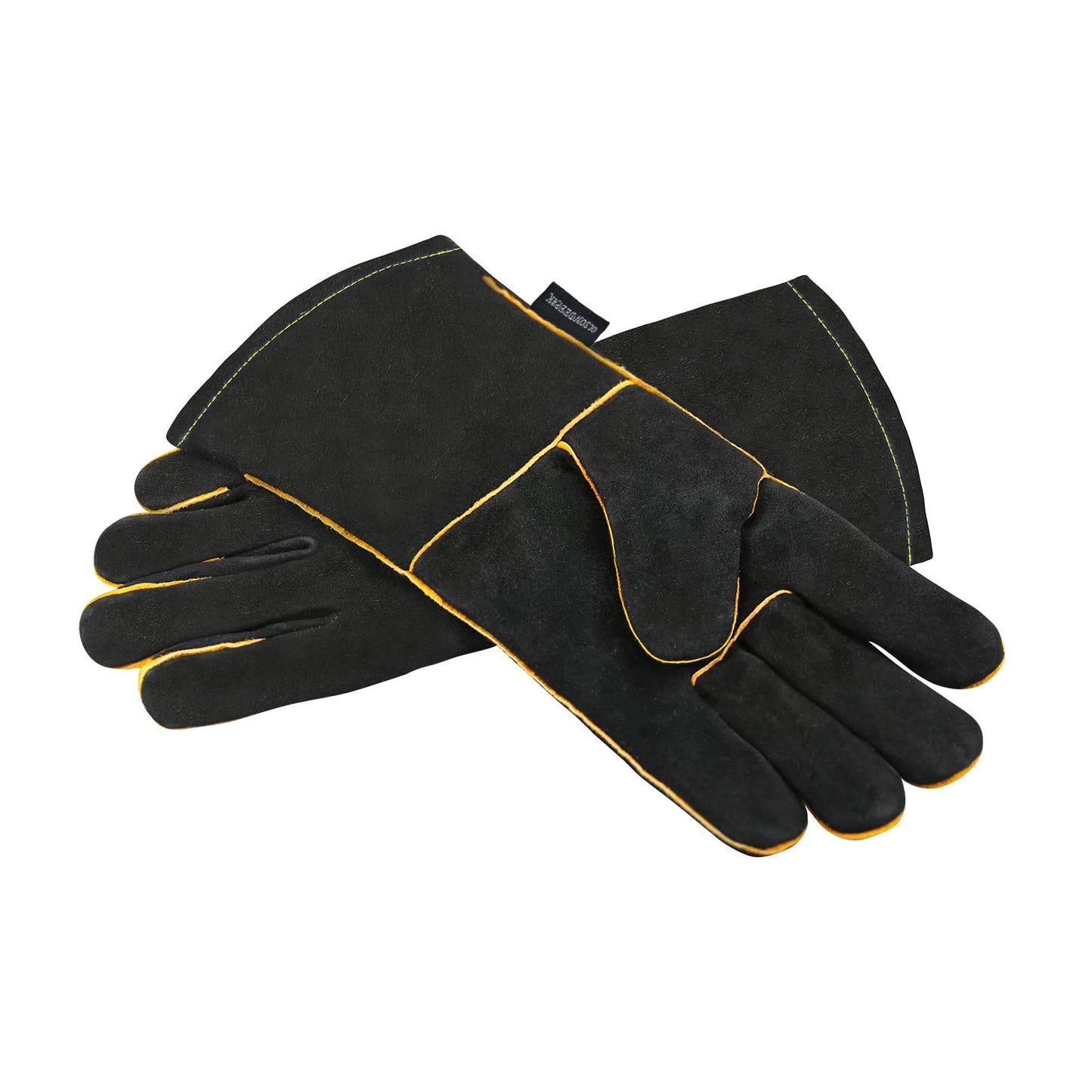 OLSON DEEPAK Leather Heavy Duty Heat Resistant Safety Gauntlet Gloves,Used for Welding,Fireplace,Oven,Woodburner,Stoves,BBQ,1pair