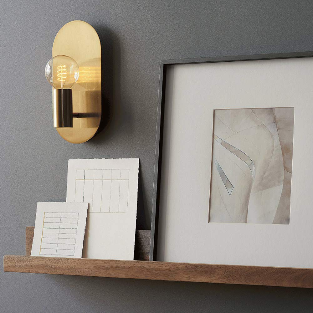 YEEZEMA Modern Wall Sconce Set of 2, Mid Century Sconces Wall Light, Brushed Gold Wall Lighting Fixtures, Oval Stylish Wall Mount Lamp Decor for Bathroom Mirror Vanity, Living Room, Bedroom, Hallway