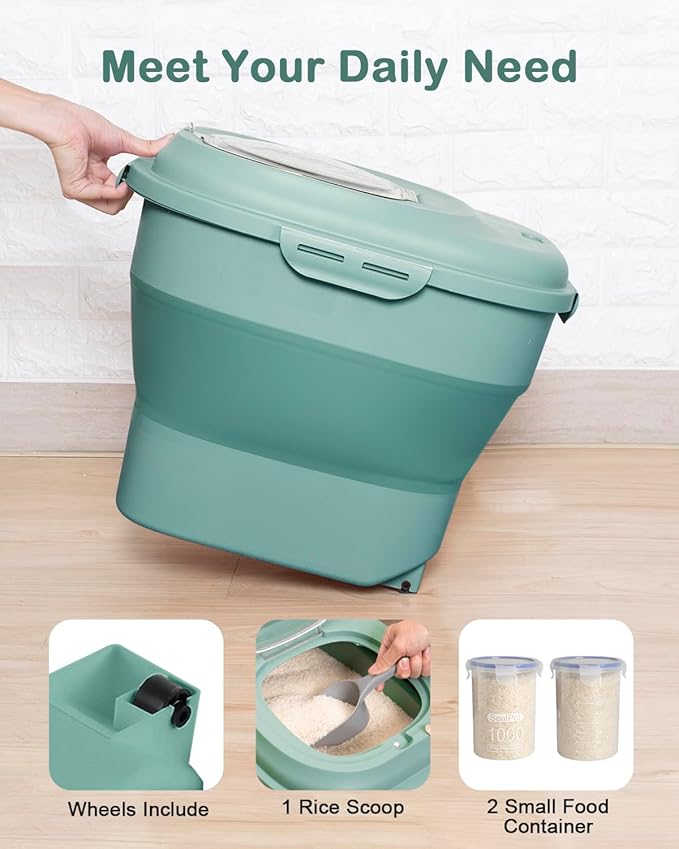 20-50 Lbs Food Storage Containers, Collapsible Rice Container