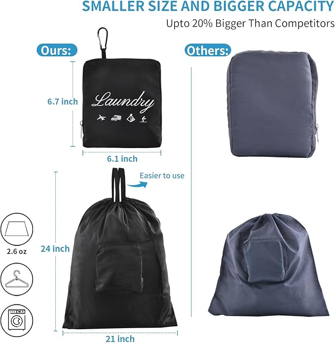 JHX Travel Laundry Bag, Dirty Clothes Organizer【Upgraded】with Handles and