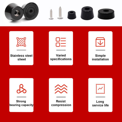 smseace 160PCS(3 Sizes) Black Rubber Feet for Cutting Board, Built-in Stainless Steel Washer and Screws, Soft, Non-Slip, Small Rubber Bumper Feet for Furniture Electronics, Tables, Sofas Etc