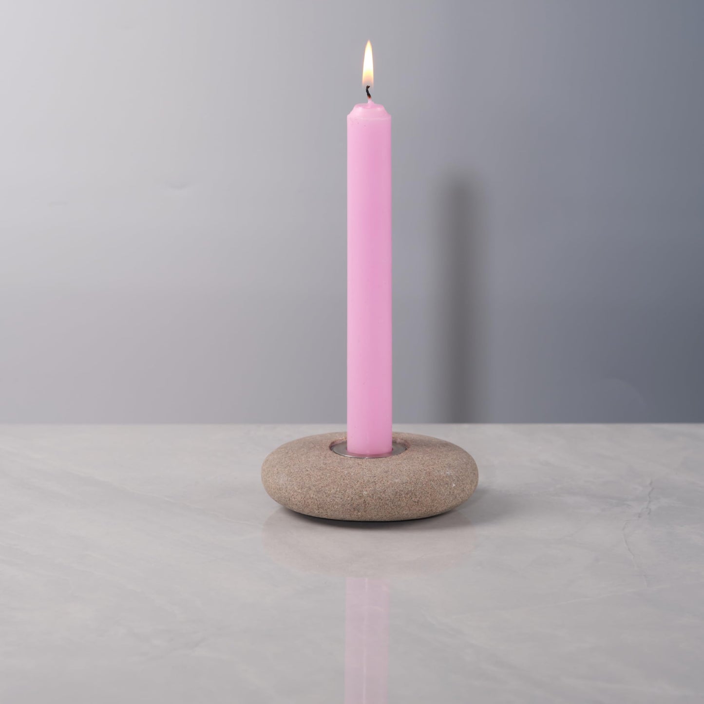 ICNBUYS Handmade Natural Pebble Taper Candle Holder Handcrafted Taper Candle Holder for Altar, Mantle, Desk, Table, Shelf