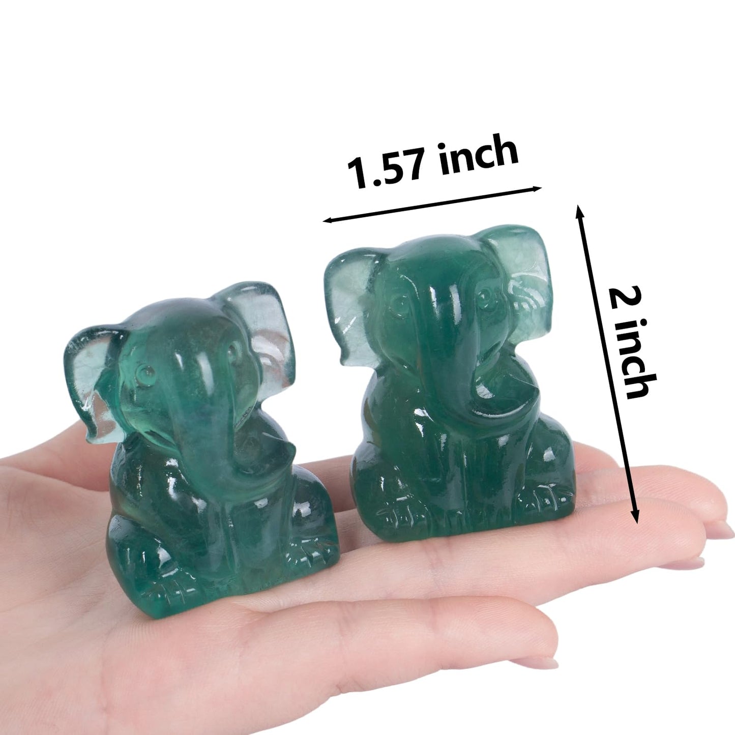 Ytbeoxk 2 Inch Crystal Elephant Decor Statues, Fluorite Cute Sitting Elephant Figurines, Reiki Healing Crystal Carved Animal Statues, Home Office Desk Hand Carved Decor Gifts for Women