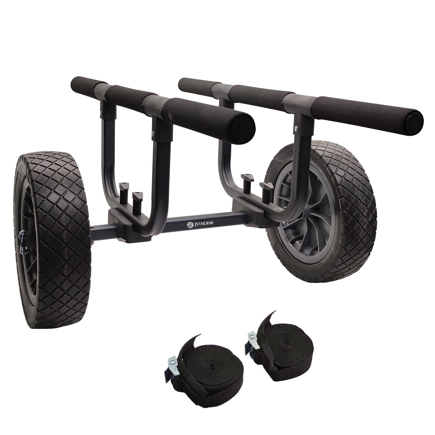 Heavy Duty Kayak Cart, Width Adjustable Canoe Cart with 12inch Flatfree Beach Wheels Boat Dolly Cart Transport Carrier