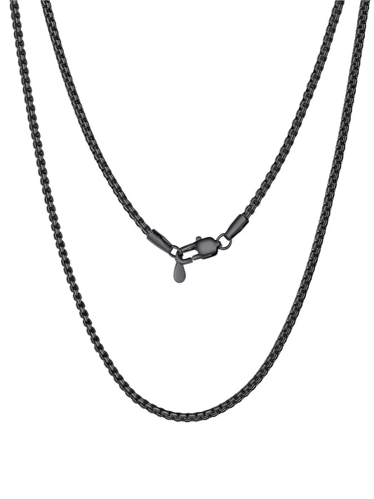 PROSTEEL Black Necklace Chain 2mm Black Stainless Steel Necklace for Men Minimalist Gothic Jewelry 20inch
