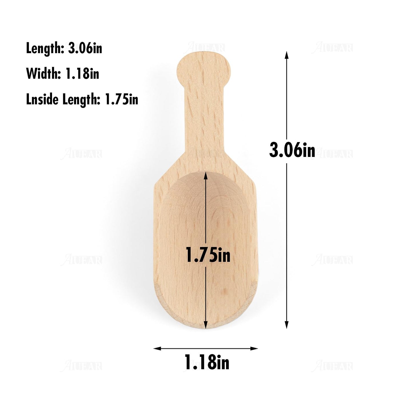 AUEAR, Mini Wooden Scoops Unpainted Kitchen Spoon for Candy Spices Parties Bath Salts Essential (20 Pack, Half Handle)