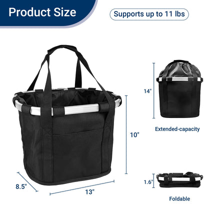 EDWERD Knee Walker Carrying Bag - Universal Foot Recovery Scooter Handlebar Pouch Storage Tote for Knee Scooter, Rollator, Wheelchair, Bike (Black - B)