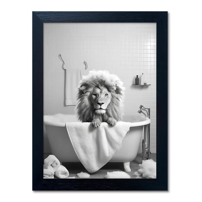 Bathroom Picture Wall Decor, Framed Black and White Bathroom Wall Art, Toilet Paper in Little Funny Raccoon's Hand Animal Canvas Print Painting