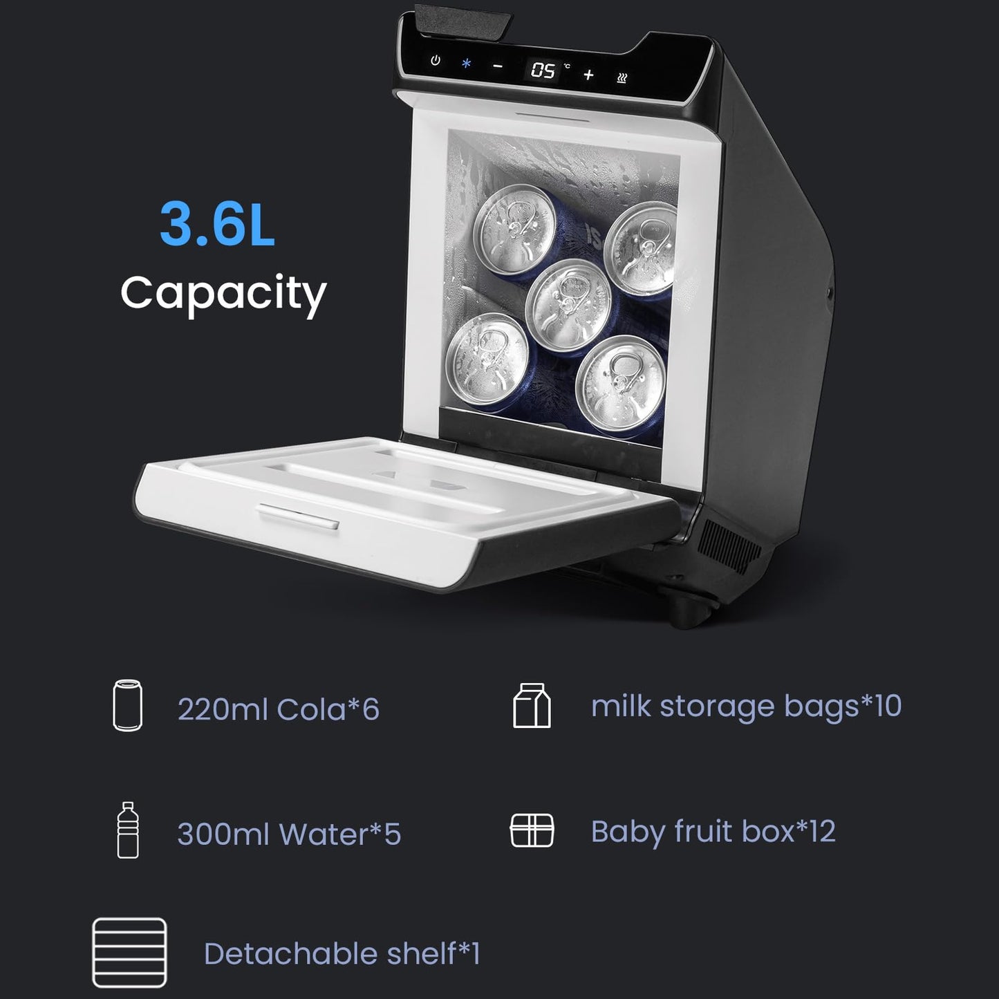 AKwing Car Refrigerator for Tesla Model Y Juniper, Rear Center Console Fridge for Model Y 2026~2025, Cooler & Warmer, Portable Freezer for Camping Commuting Sports & Traveling