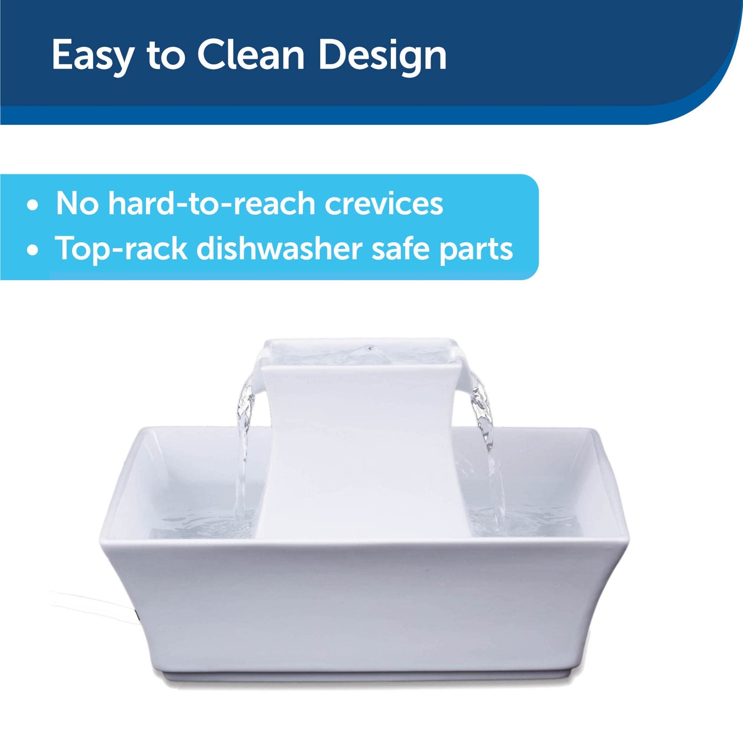 PetSafe Drinkwell Pagoda Ceramic Cat & Dog Water Fountain, 70oz Capacity, Encourages Hydration, Open Bowl Design, White