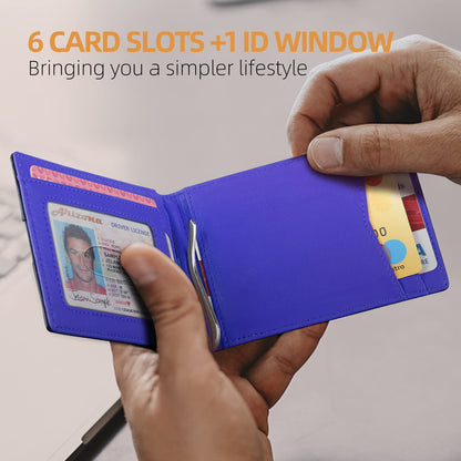 Slim Wallet for Men Genuine Leather RFID Blocking Bifold Minimalist Front Pocket Mens Wallet with Money Clip Thin Gift Box