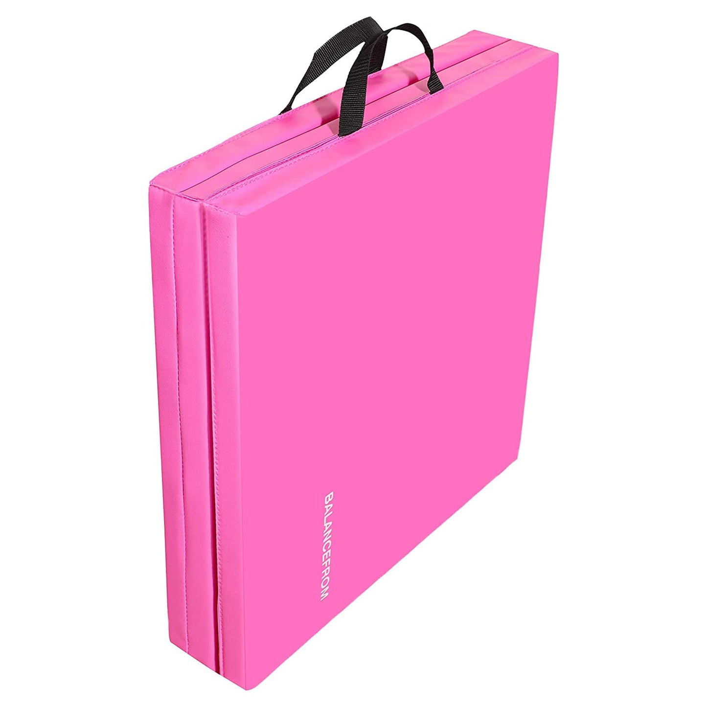 Signature Fitness Three Fold Folding Exercise Mat with Carrying Handles for MMA, Gymnastics and Home Gym Protective Flooring, 1.5-Inch Thick, Pink