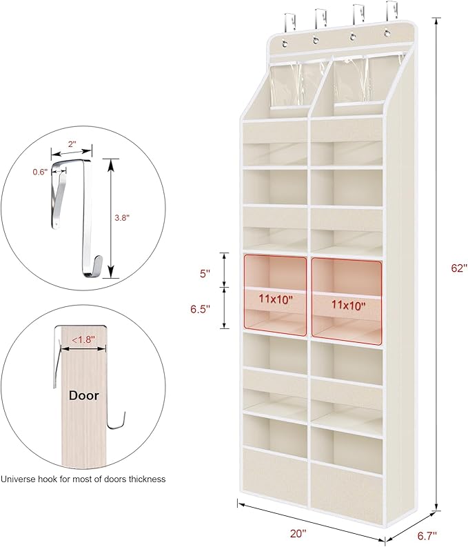 Univivi 6-Shelf Over Door Hanging Organizer Fabric Door Storage