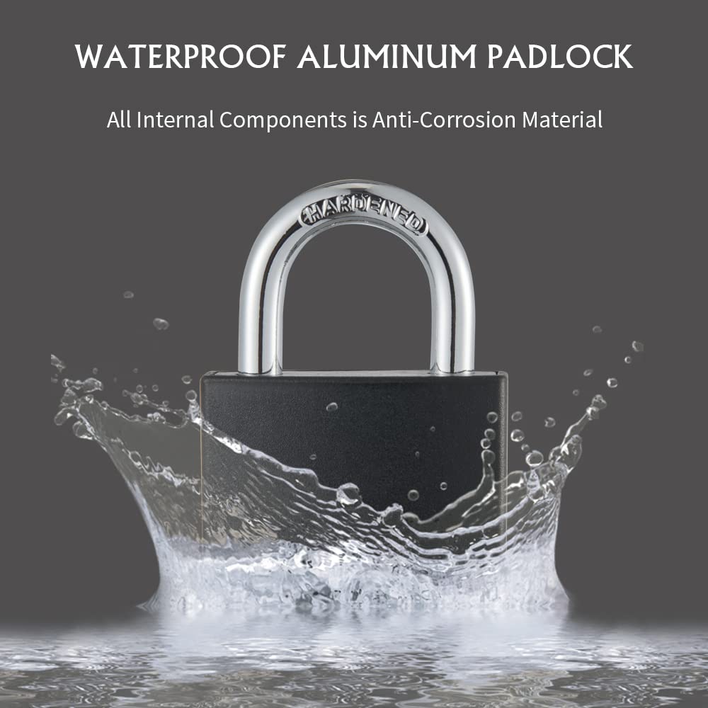 CINCINNO Covered Aluminum Padlock with Key, 8 Pack 1-9/16" Padlocks with Same Key，Key Lock for Outdoors