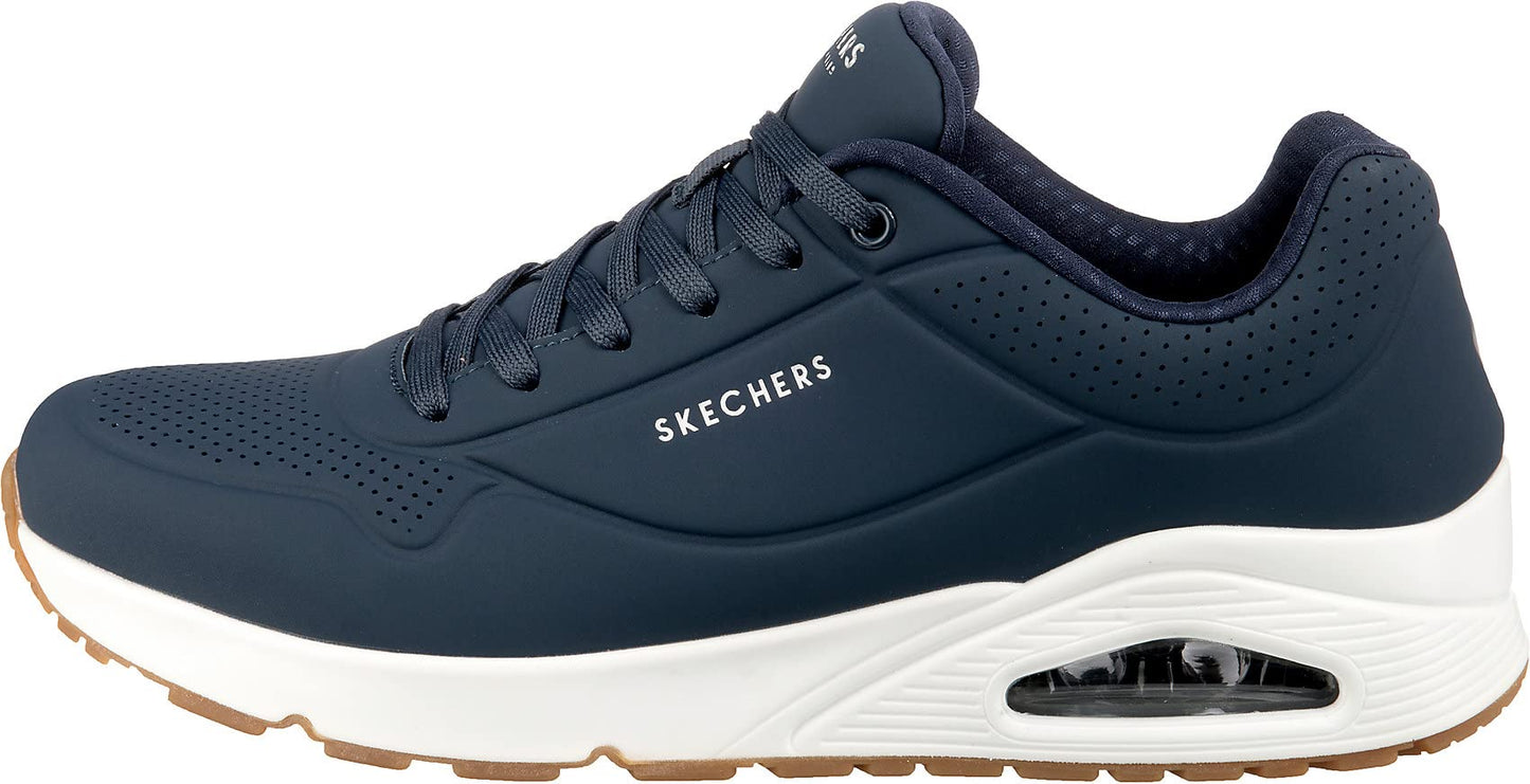 Skechers Men's Uno Stand on Air Sneaker, Navy Durabuck Trim, 8 UK