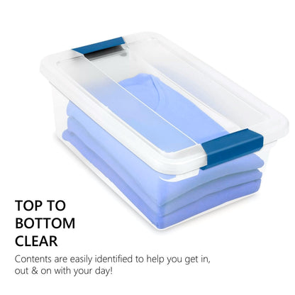 Tribello Clear Plastic Storage Bins with Lids Stackable Storage Bins (15 Quart)