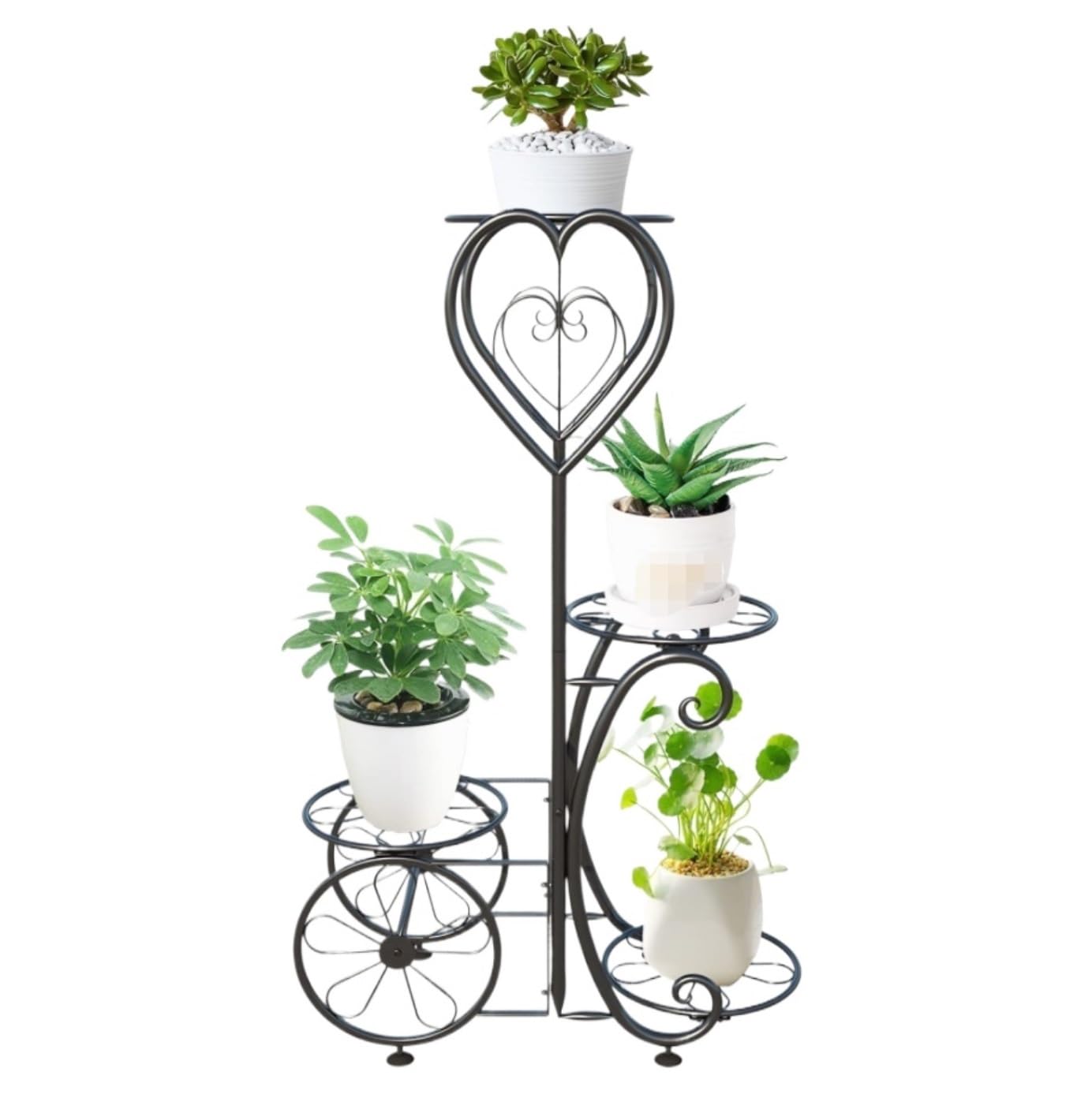 ZDJZMGZ Plant Shelf Plant Holder, 4 Tier Plant Stand Indoor Outdoor Metal Flower Holder Tall Corner Plant Shelf Rack for Patio Plants Corner Plant Table, 77cm, Black