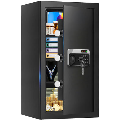 5.2 Cuft Large Floor Safe, Heavy Duty Fire Proof Safes for Home Use with Digital Keypad, Removable Shelves and Alarm System, Anti-theft Home Safe for Documents Money