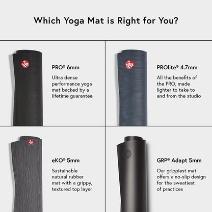 Manduka eKO Superlite Yoga Mat for Travel - Lightweight, Easy to Roll and Fold, Durable, Non Slip Grip, 1.5mm Thick, Charcoal Grey, 71" x 24"